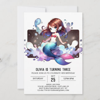 Whimsical Fantasy Mermaid Geburtstag Einladung