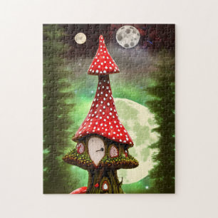 Whimsical Fantasy Mushroom House - Moon Puzzle