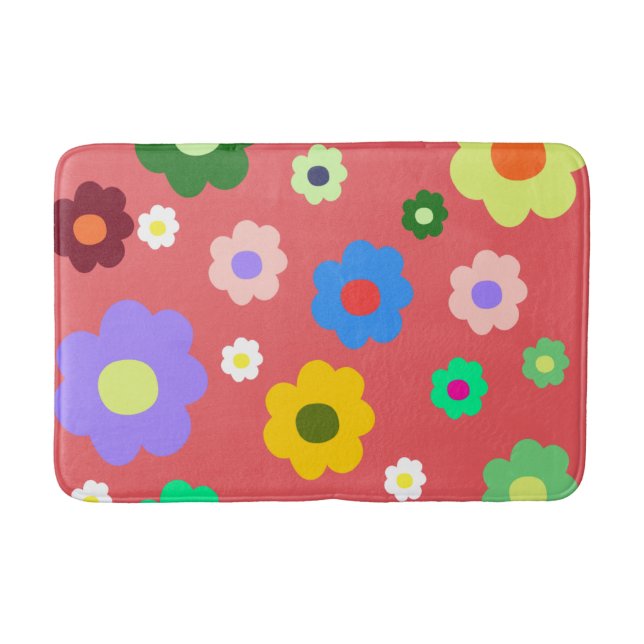 Whimsical farbenfroh floral Retro, fröhlich Badematte (Vorderseite)