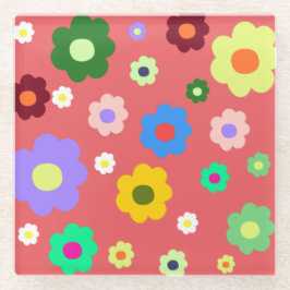 Whimsical farbenfroh florale Retro, fröhlich, prep Glasuntersetzer