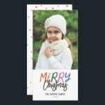 Whimsical farbenfroh Weihnachts-Foto Feiertagskarte<br><div class="desc">Machen Sie mit dieser festlichen und lustigen Urlaubsfotokarte eine stilvolle Erklärung in dieser Urlaubssaison. Die Vorderseite ist mit einem farbenfrohen Styling-Typ ausgestattet. Die Rückseite weist ein farbenfrohes Punktmuster auf,  das eine besondere Touch ermöglicht. Besuchen Sie bitte meinen Laden,  um mehr stilvolle Urlaubskarten zu sehen.</div>