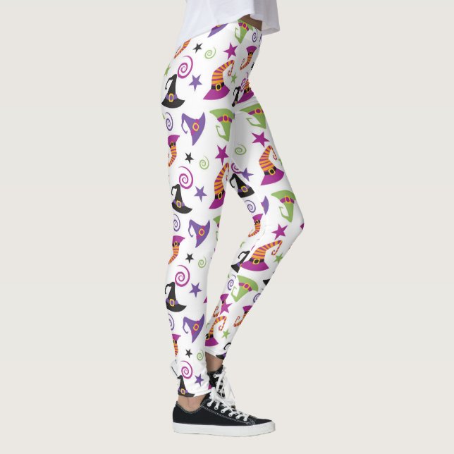 Whimsical farbenfrohe Halloween Hexenhasen Leggings (Rechts)