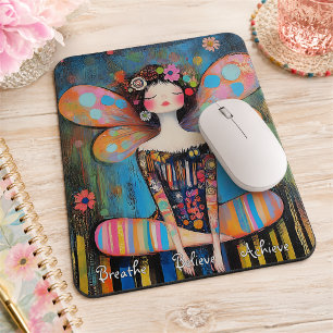 Whimsical Farbige Fee beim Yoga Custom  Mousepad