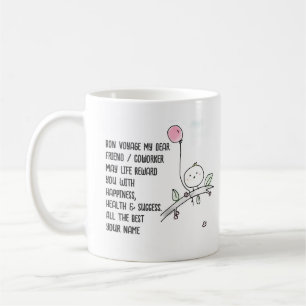 Whimsical Farewell Coworker Lineart Handschriftlic Kaffeetasse