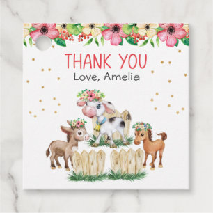 Whimsical Farm Animal Birthday Fevor Tags Geschenkanhänger
