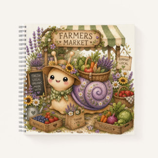 Whimsical Farmers Market Schnecke Wasserfarben Kun Notizbuch