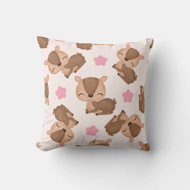 Whimsical Fawn and Starry Charm Kissen (Vorderseite)