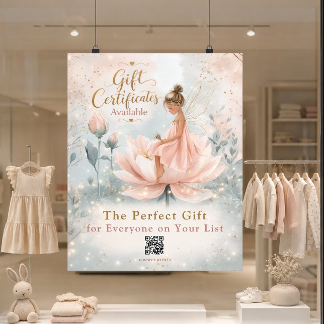 Whimsical-Fee-Gutscheincode-QR-Code-Promo  Poster (Whimsical Fairy Gift Certificate QR Code Promo Poster)