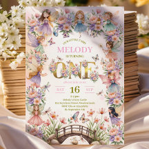 Whimsical Feengarten 1. Geburtstag Einladung