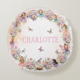 Whimsical Feengarten Geschenk für Mädchen Rundes Kissen
