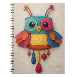 Whimsical Felt Owl Notebook – Colorful Handmade Notizblock
