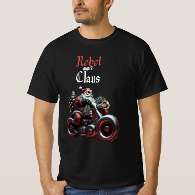 Whimsical Festive Biker Santa Claus T-Shirt (Vorderseite)