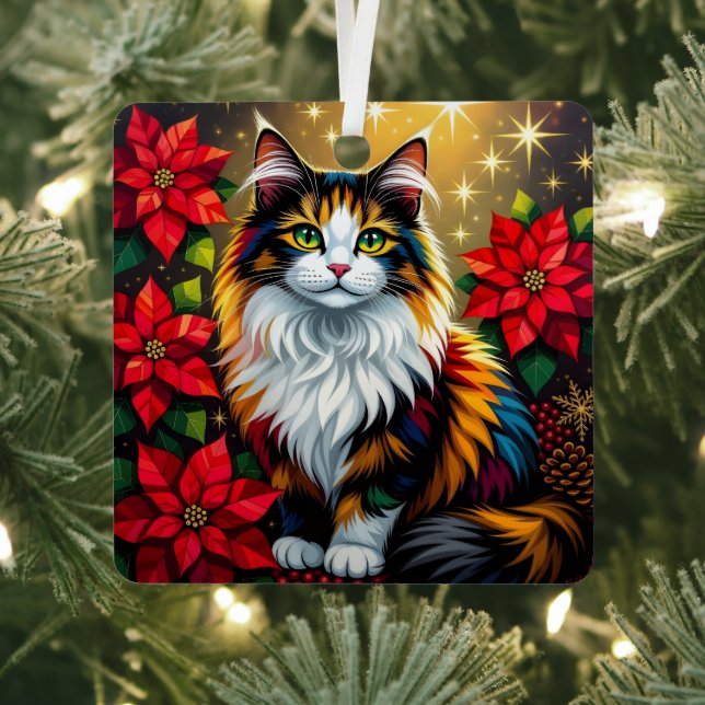 Whimsical Festive Cats Christmas Personalized Ornament Aus Metall (InSitu)
