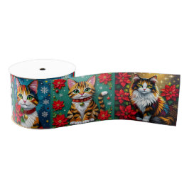 Whimsical Festive Cats Christmas  Ripsband