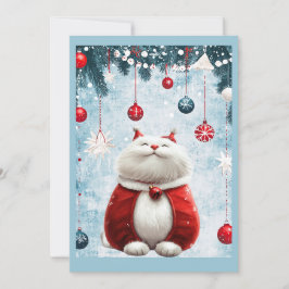 Whimsical Festive Fat Cat Feiertagskarte