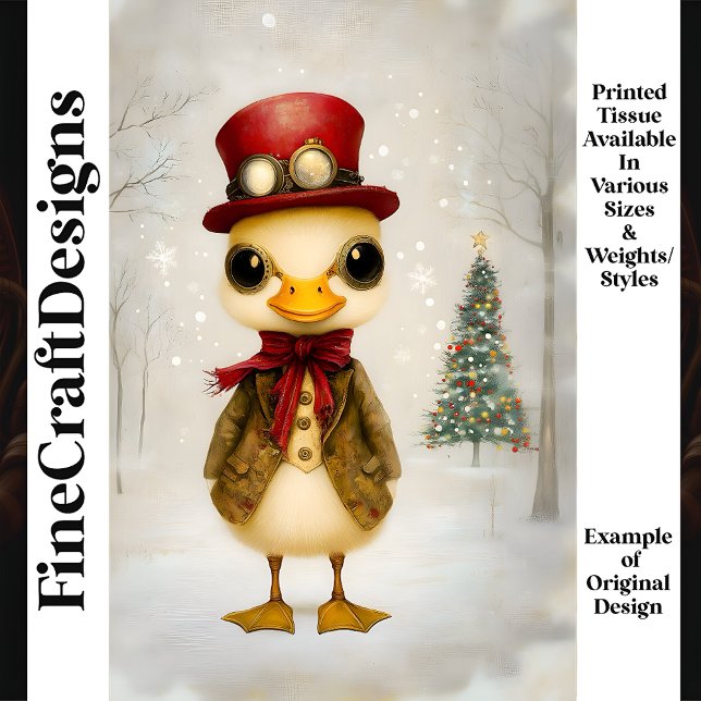 Whimsical Festive Steampunk Duckling L4 Decoupage Seidenpapier (Von Creator hochgeladen)