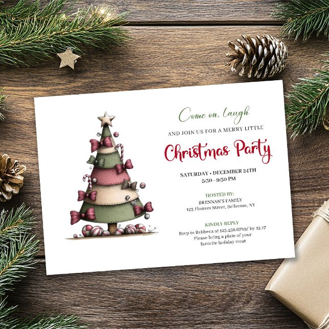 Whimsical festive tree modern holiday invitation einladung (Whimsical festive tree modern holiday invitation)