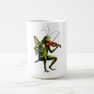 Whimsical Fiddler Grashüpfer Grafik Langarmshirt Kaffeetasse