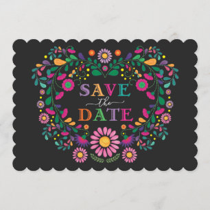 Whimsical Fiesta Blumenkranz Save the Date Einladung