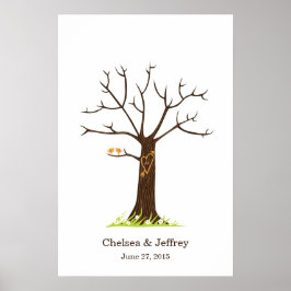 Whimsical Fingerprint Tree mit Lovebirds Poster