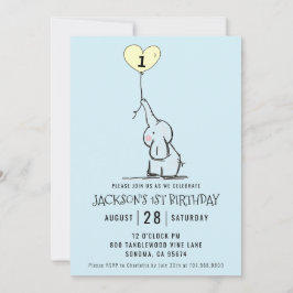 Whimsical First Birthday | Elephant Blue Einladung