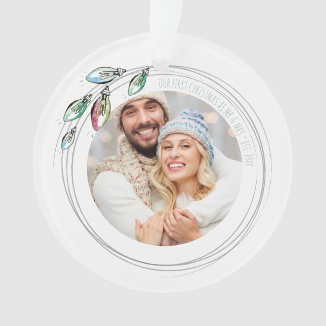 Whimsical First Verheiratet Christmas Ornament (Vorderseite)