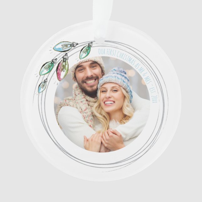 Whimsical First Verheiratet Christmas Ornament (Vorderseite)