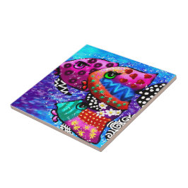 Whimsical Fish Trio farbenfroh Abstrakt nautic Fliese