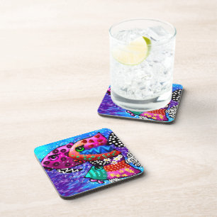 Whimsical Fish Trio farbenfroh Abstrakt nautic Getränkeuntersetzer