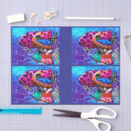 Whimsical Fish Trio Funky Decoupage Seidenpapier