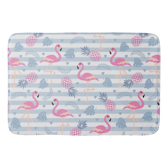 Whimsical Flamingo & Ananas Muster Badematte (Vorderseite)