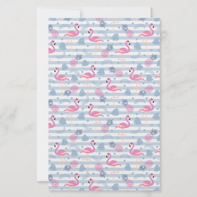 Whimsical Flamingo & Ananas Muster Briefpapier (Vorderseite)
