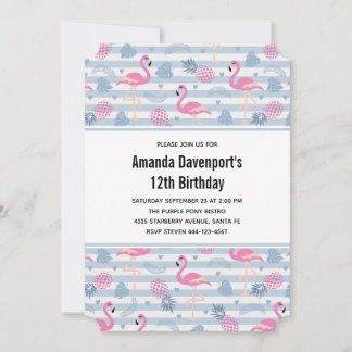 Whimsical Flamingo & Ananas Muster Einladung