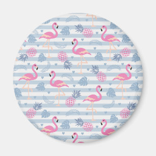 Whimsical Flamingo & Ananas Muster Magnet