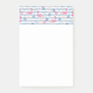 Whimsical Flamingo & Ananas Muster Post-it Klebezettel