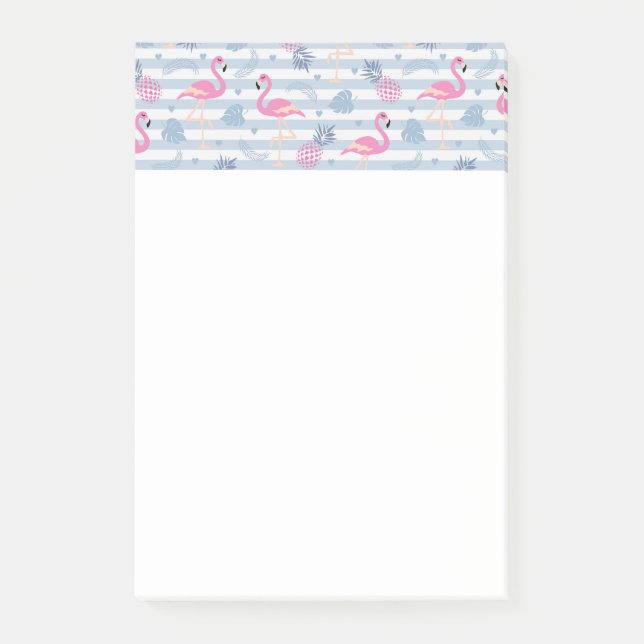 Whimsical Flamingo & Ananas Muster Post-it Klebezettel (Vorderseite)