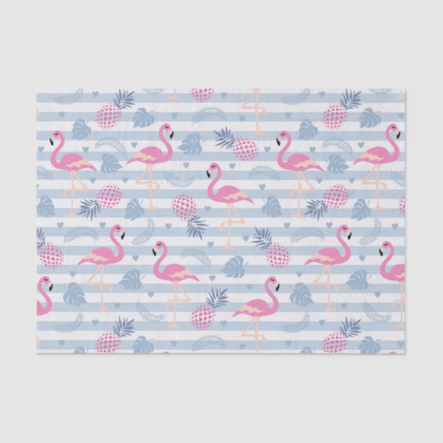 Whimsical Flamingo & Ananas Muster Seidenpapier (Vorderseite)