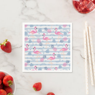 Whimsical Flamingo & Ananas Muster Serviette