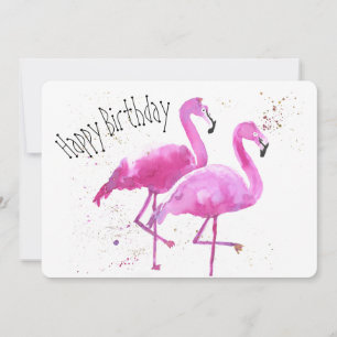Whimsical, Flamingo Flat Birthday Card Feiertagskarte