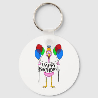 Whimsical Flamingo Happy Birthday Balloons Schlüsselanhänger