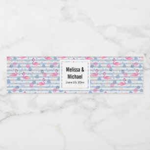 Whimsical Flamingo & Pineappmuster Hochzeit Wasserflaschenetikett