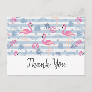Whimsical Flamingo & Pineappmuster Vielen Dank Postkarte