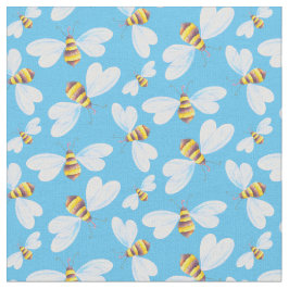 Whimsical fliegendes Bienenaquarellkunstmuster Stoff