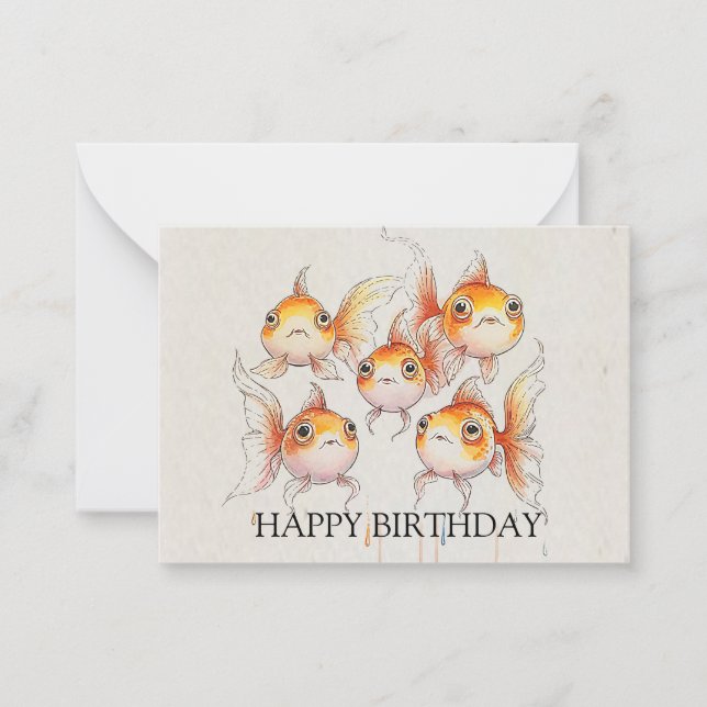 Whimsical Floating Goldfish Geburtstag Mitteilungskarte (Vorderseite)