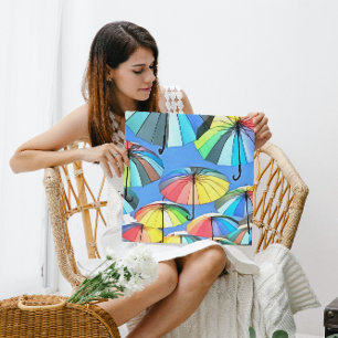 Whimsical Floating Multicolored Umbrellas Leinwanddruck