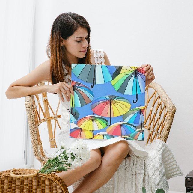Whimsical Floating Multicolored Umbrellas Leinwanddruck (Von Creator hochgeladen)