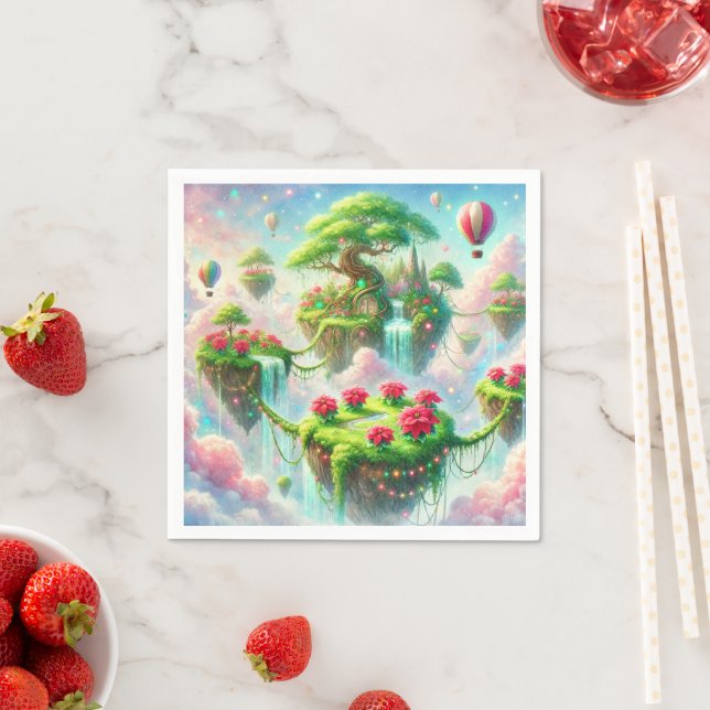 Whimsical Floating Poinsettia Gardens Dekoupage Serviette (Beispiel)