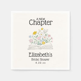 Whimsical Floral A New Chapter Bridal Shower Serviette