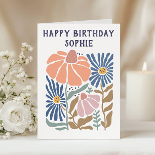 Whimsical Floral Alles Gute zum Geburtstag Karte