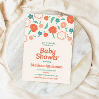 Whimsical Floral Baby Shower Einladung für Mädchen